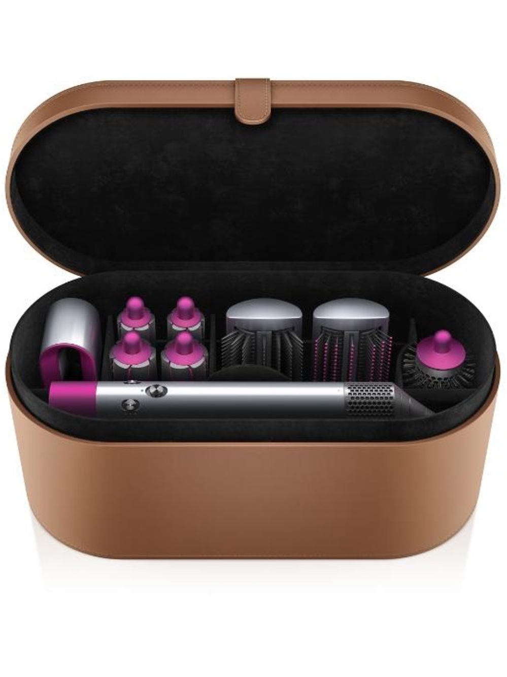 COMPLETE Dyson Multi-Tool Hair Styler Set in Silver and Magenta with Tan Case - Picture 4 of 16